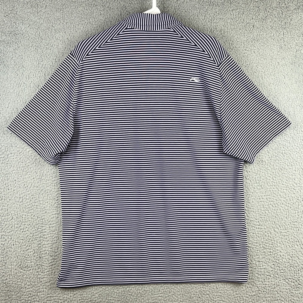KJUS Golf Polo Shirt Mens XL 54 Comfort Fit Navy Blue Purple‎ Striped UPF 30+ - Picture 6 of 12